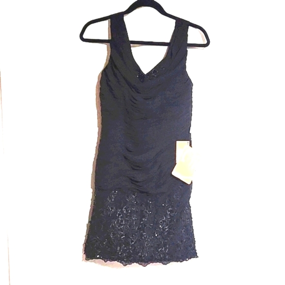 JJs House Dresses & Skirts - JJ's House Beautiful Black Beaded Ruched Cocktail Dress Custom NEW